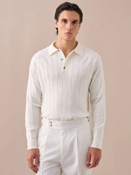 Men’s Ribbed Knit Polo Sweater