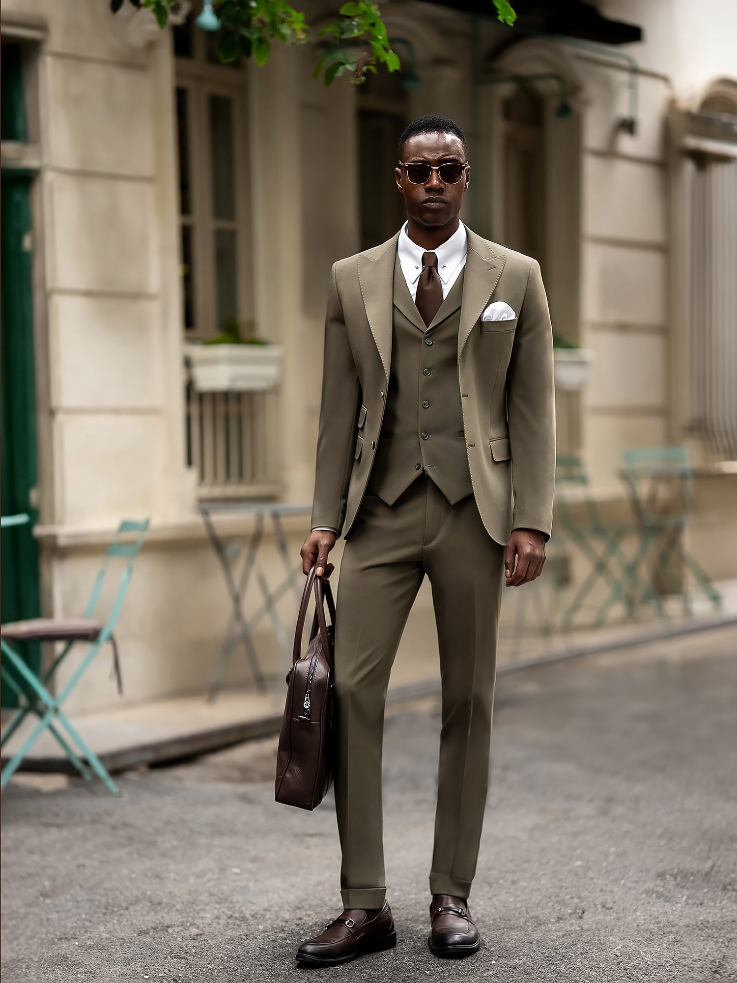 Khaki Slim-Fit Suit 3-Piece VIOSSI