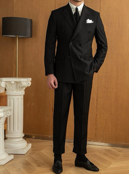 Men’s Black Birmingham Suit - Hidden Stripes