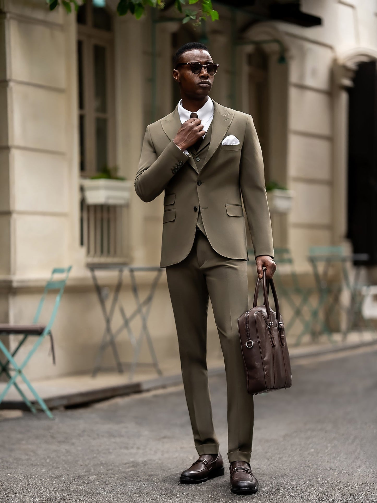 Khaki Slim-Fit Suit 3-Piece VIOSSI