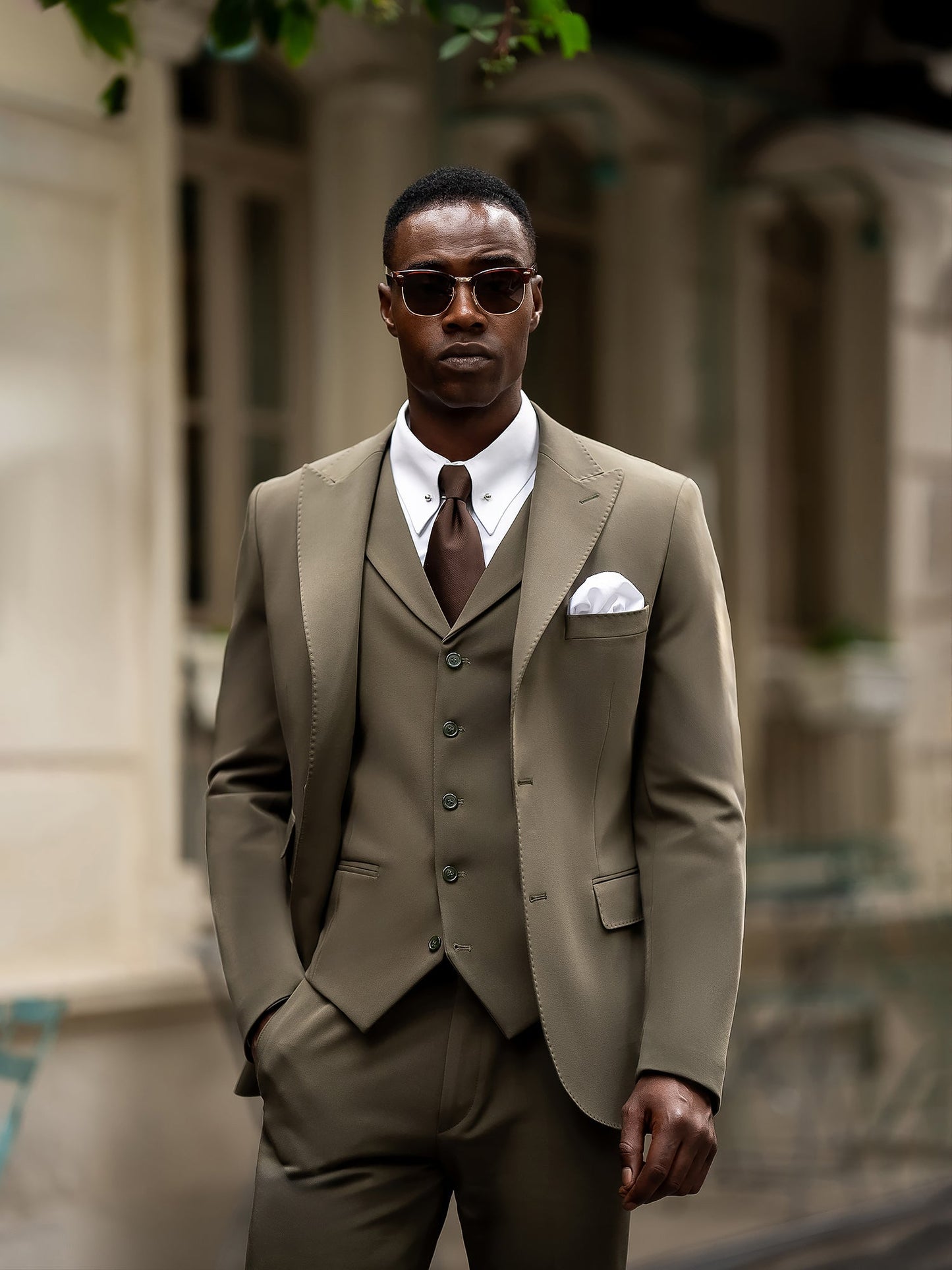 Khaki Slim-Fit Suit 3-Piece VIOSSI