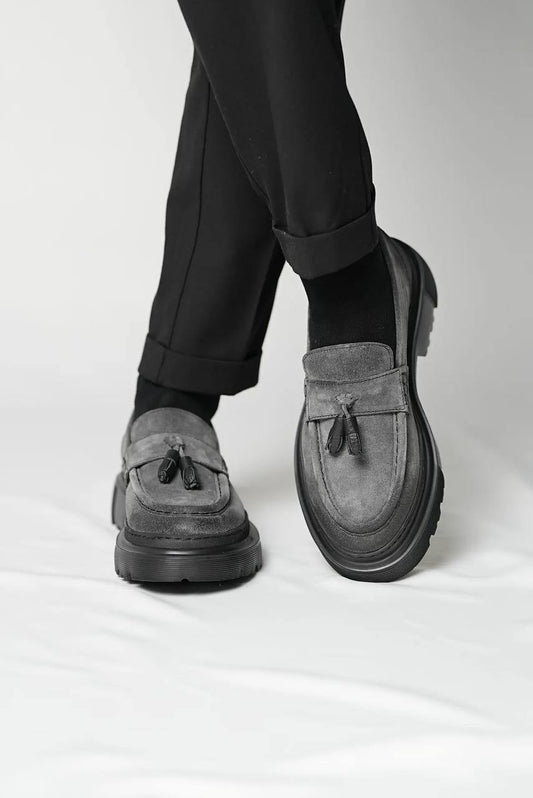 Bojoni Omaha Suede Leather Black Loafers Shoes