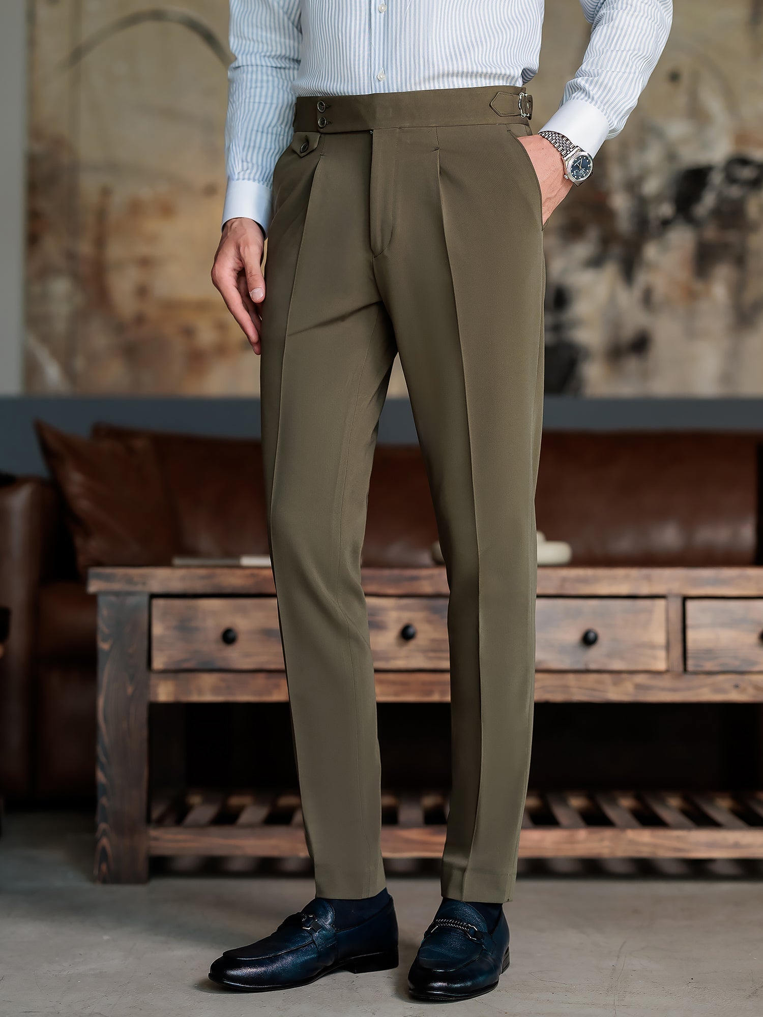 London Khaki High Waist Slim-Fit Pants VIOSSI