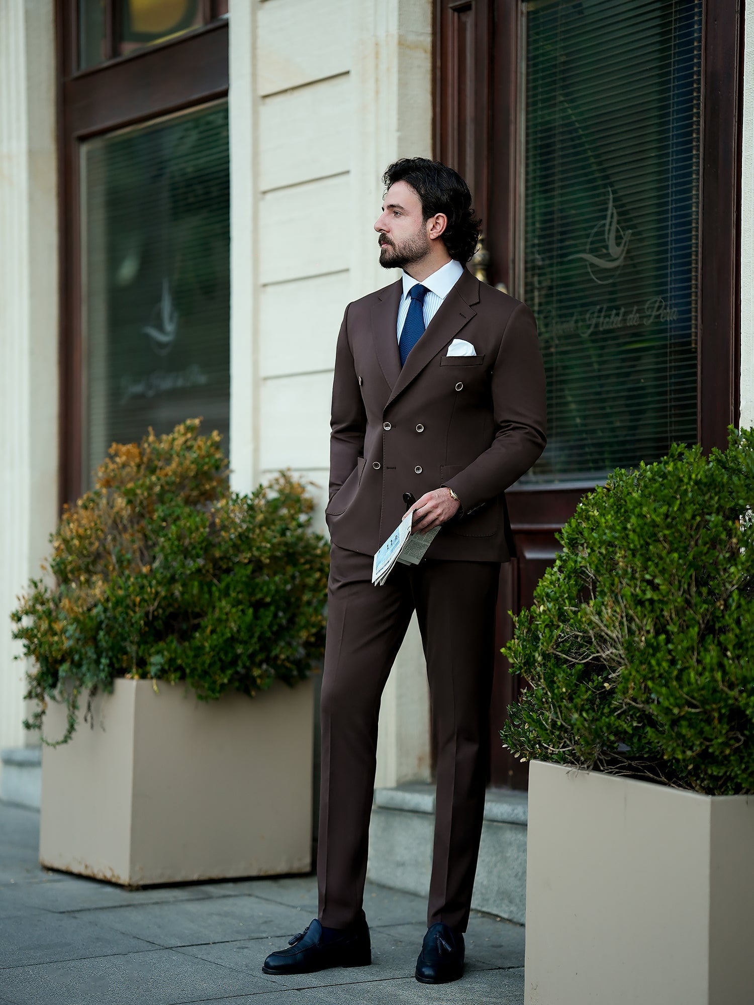 Brown Double Breasted Suit 2-Piece VIOSSI