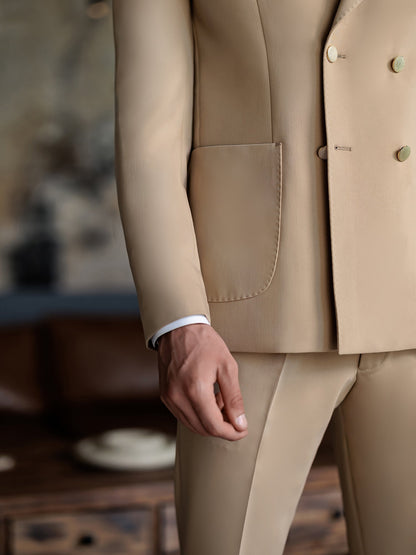 Camel Double Breasted Suit 2-Piece VIOSSI