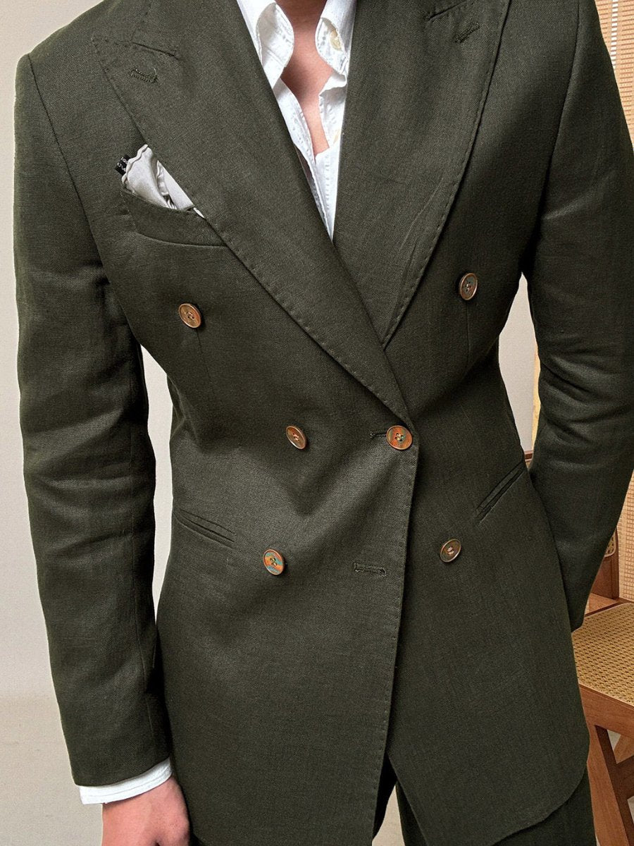 Men's Capri Breathable 100% Linen Double-Breasted Blazer