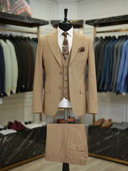 Brabion Maison Brown Slim Fit Pinstripe Suit