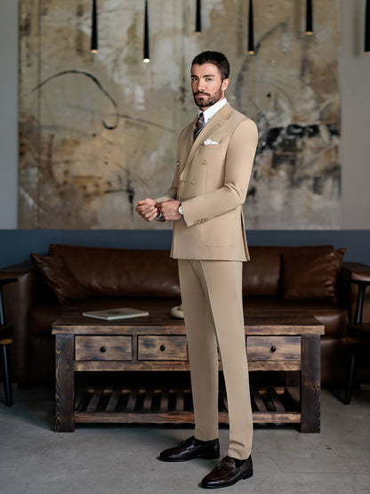 Camel Double Breasted Suit 2-Piece VIOSSI