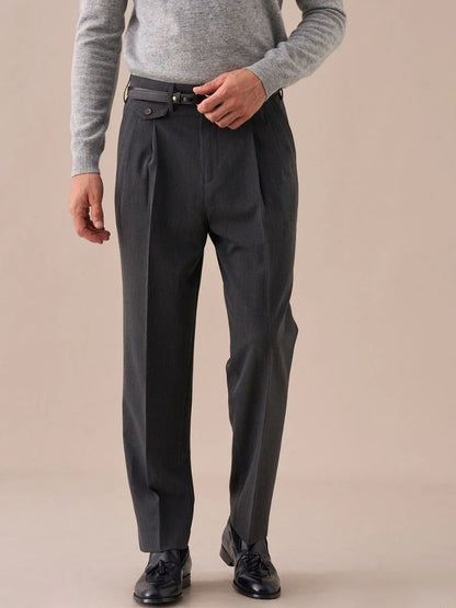 Livorno Double Pleated Belt Loop Pants - BRABION