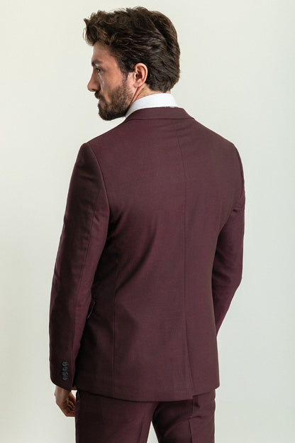 Brabion Elio Maroon Slim Fit Notch Lapel 2 Piece Suit