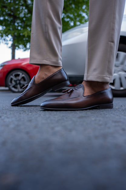 Brabion Bravo Brown Tassel Loafers - Elegant Leather Footwear