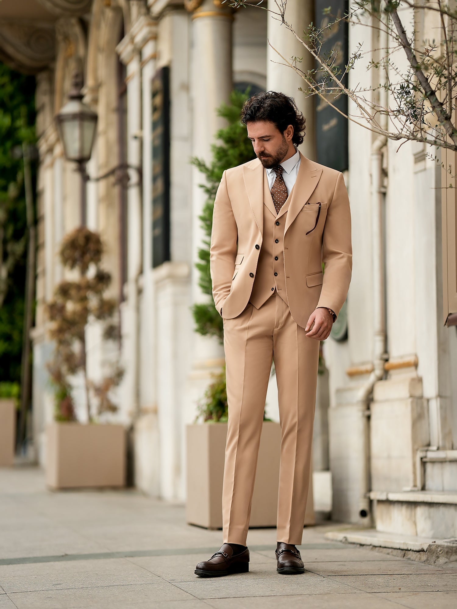 Camel Slim-Fit Suit 3-Piece VIOSSI