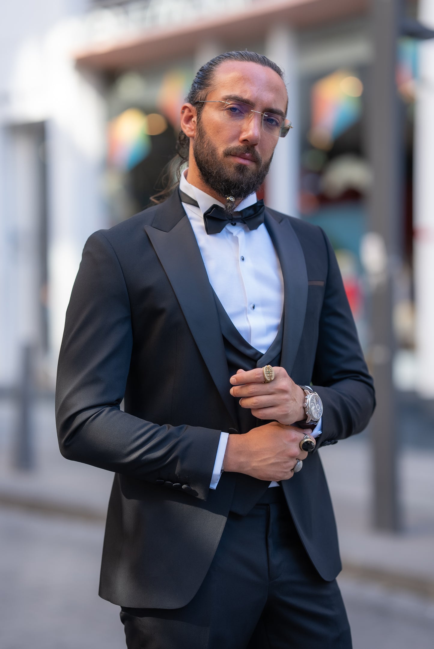 Brabion Alonso Black Slim Fit Peak Lapel Tuxedo