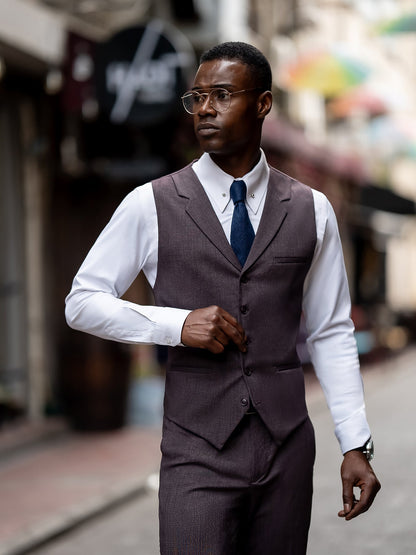 Bordeaux Plaid Slim-Fit Suit 3-Piece VIOSSI
