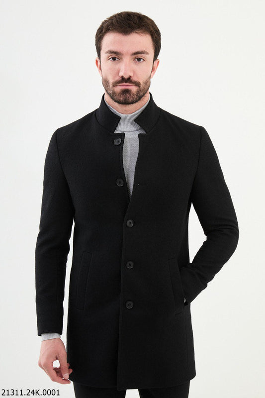 Bojoni Belmonte Long Slim Fit Black Coat