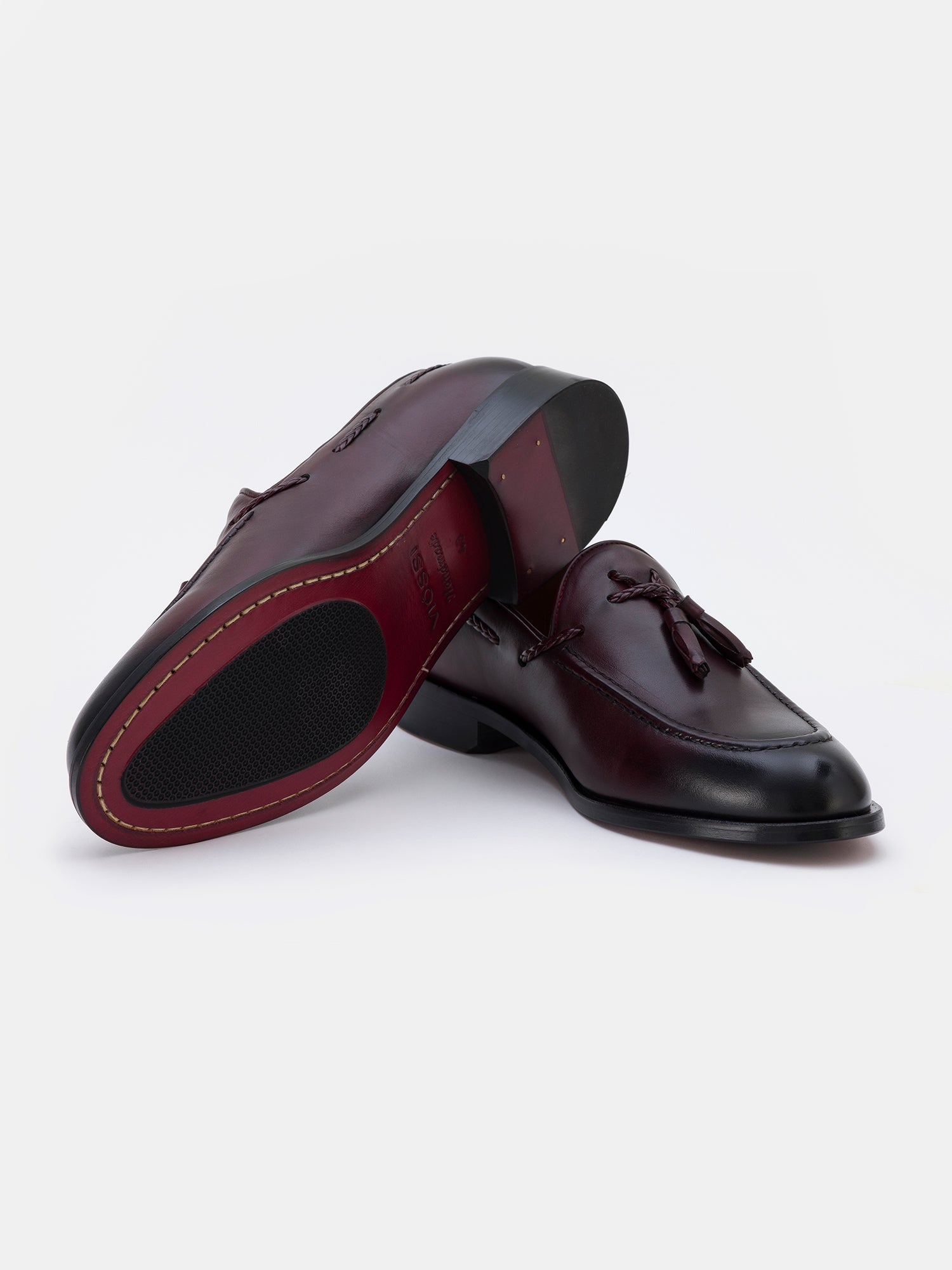 Bordeaux Leather Tasselled Loafers VIOSSI