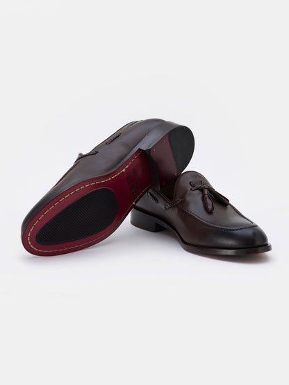 Brown Leather Tasselled Loafers VIOSSI