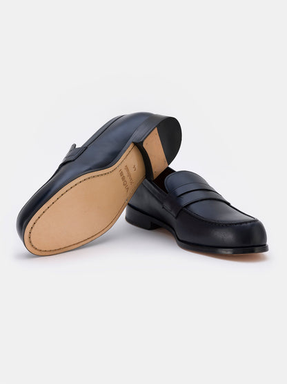 Navy Leather Penny Loafers VIOSSI