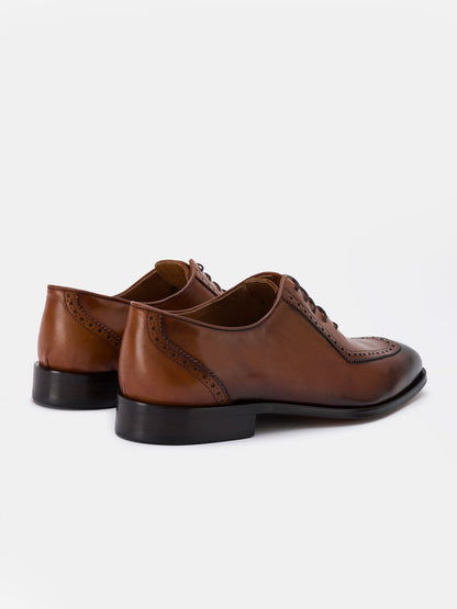 Brown Leather Wing Tip Oxford VIOSSI
