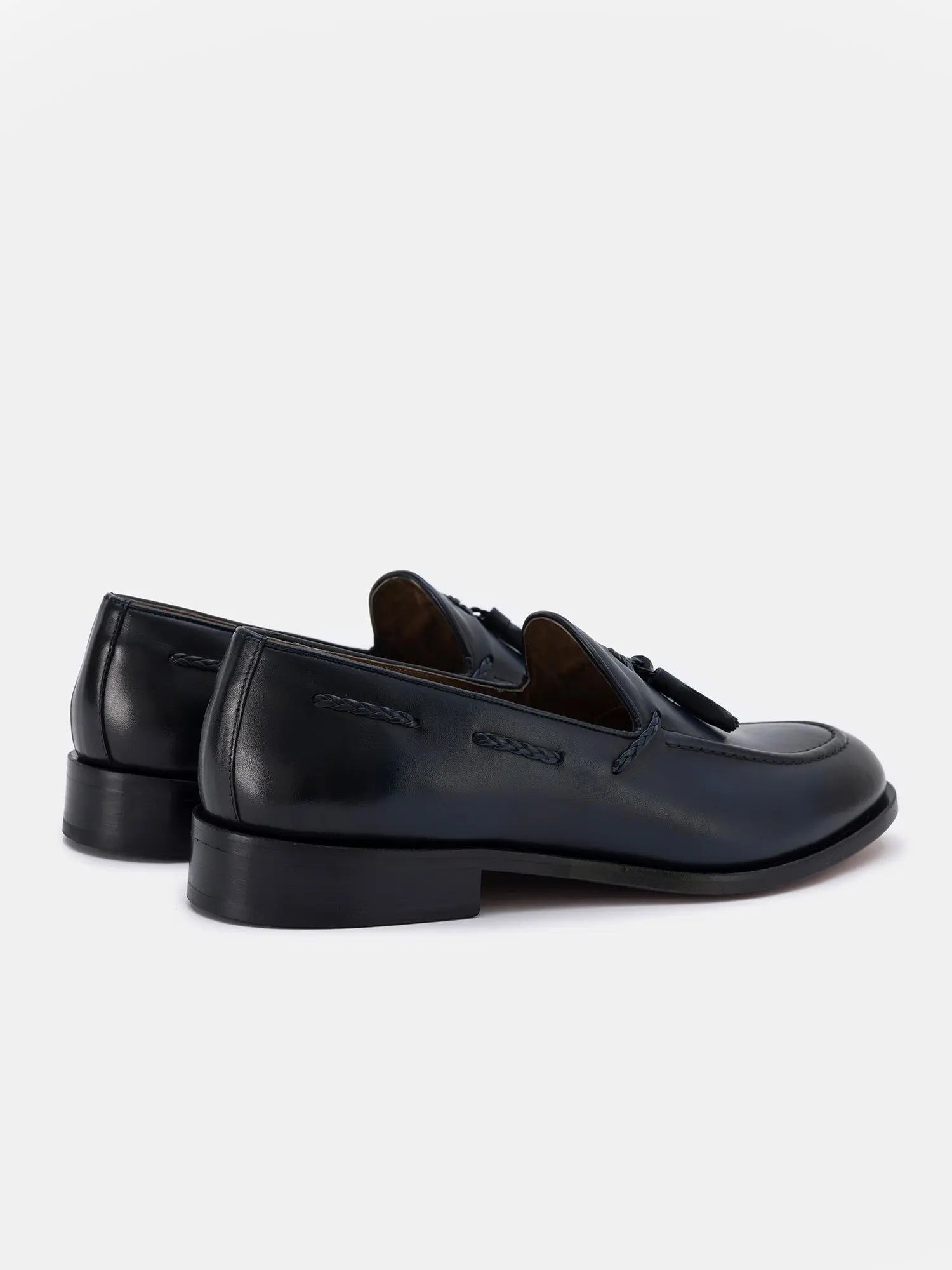 Navy Leather Tasselled Loafers VIOSSI