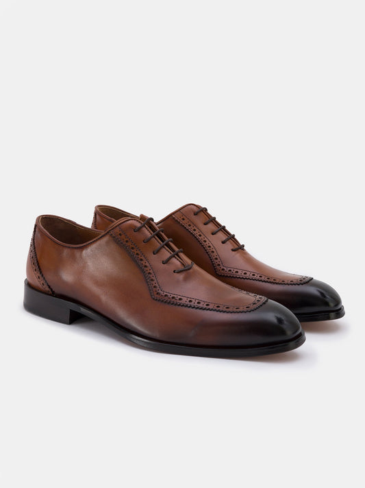 Brown Leather Wing Tip Oxford VIOSSI