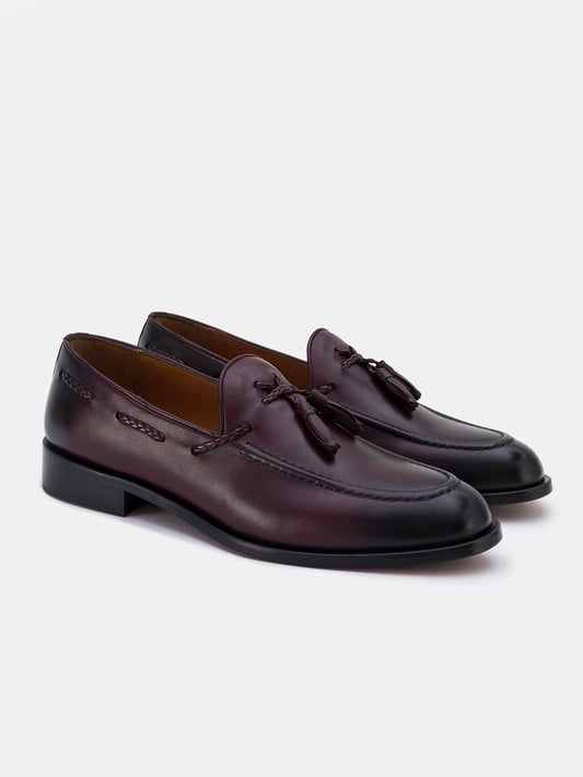 Bordeaux Leather Tasselled Loafers VIOSSI