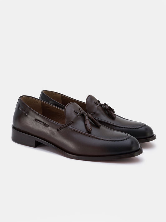 Brown Leather Tasselled Loafers VIOSSI
