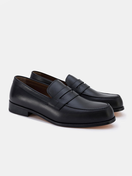 Black Leather Penny Loafers VIOSSI