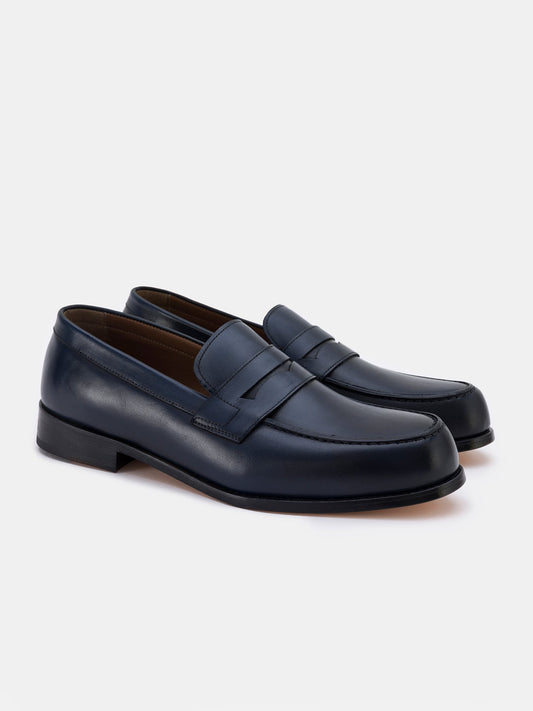 Navy Leather Penny Loafers VIOSSI