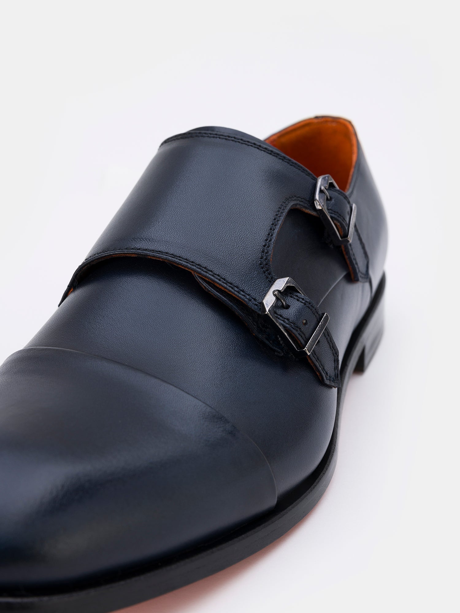 Navy Leather Monk Straps Shoes VIOSSI