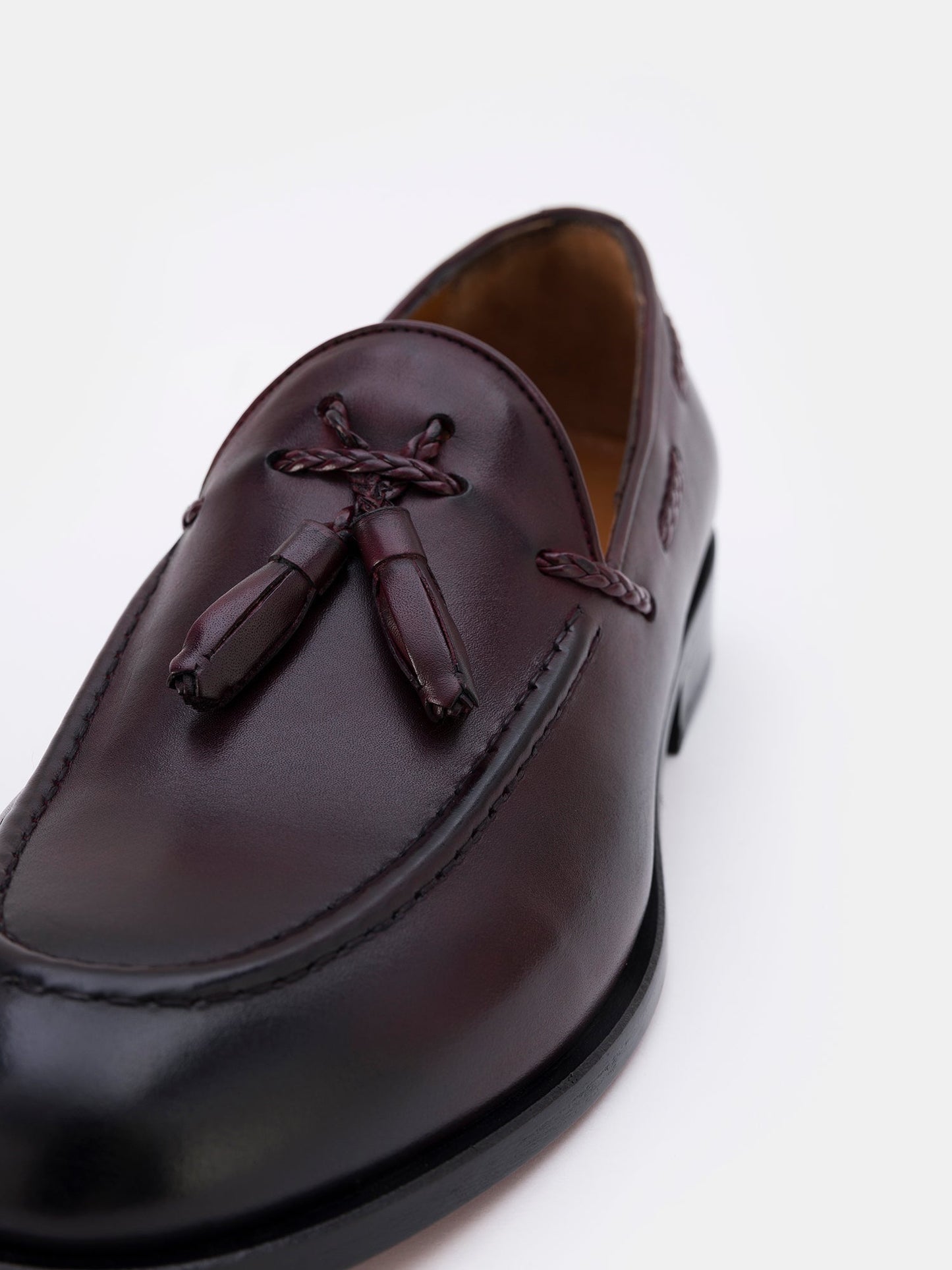 Bordeaux Leather Tasselled Loafers VIOSSI