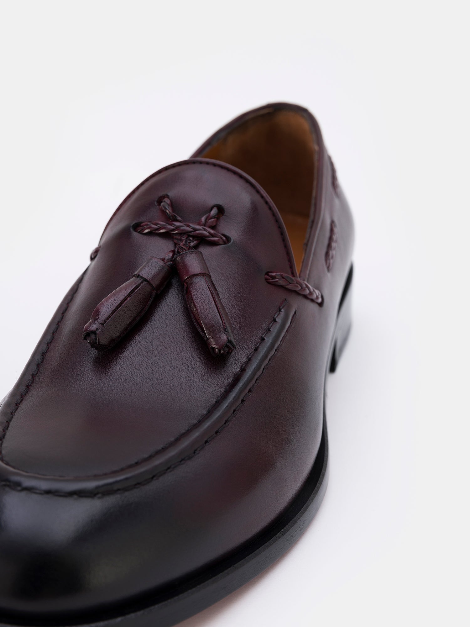 Bordeaux Leather Tasselled Loafers VIOSSI