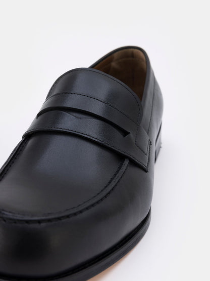 Black Leather Penny Loafers VIOSSI