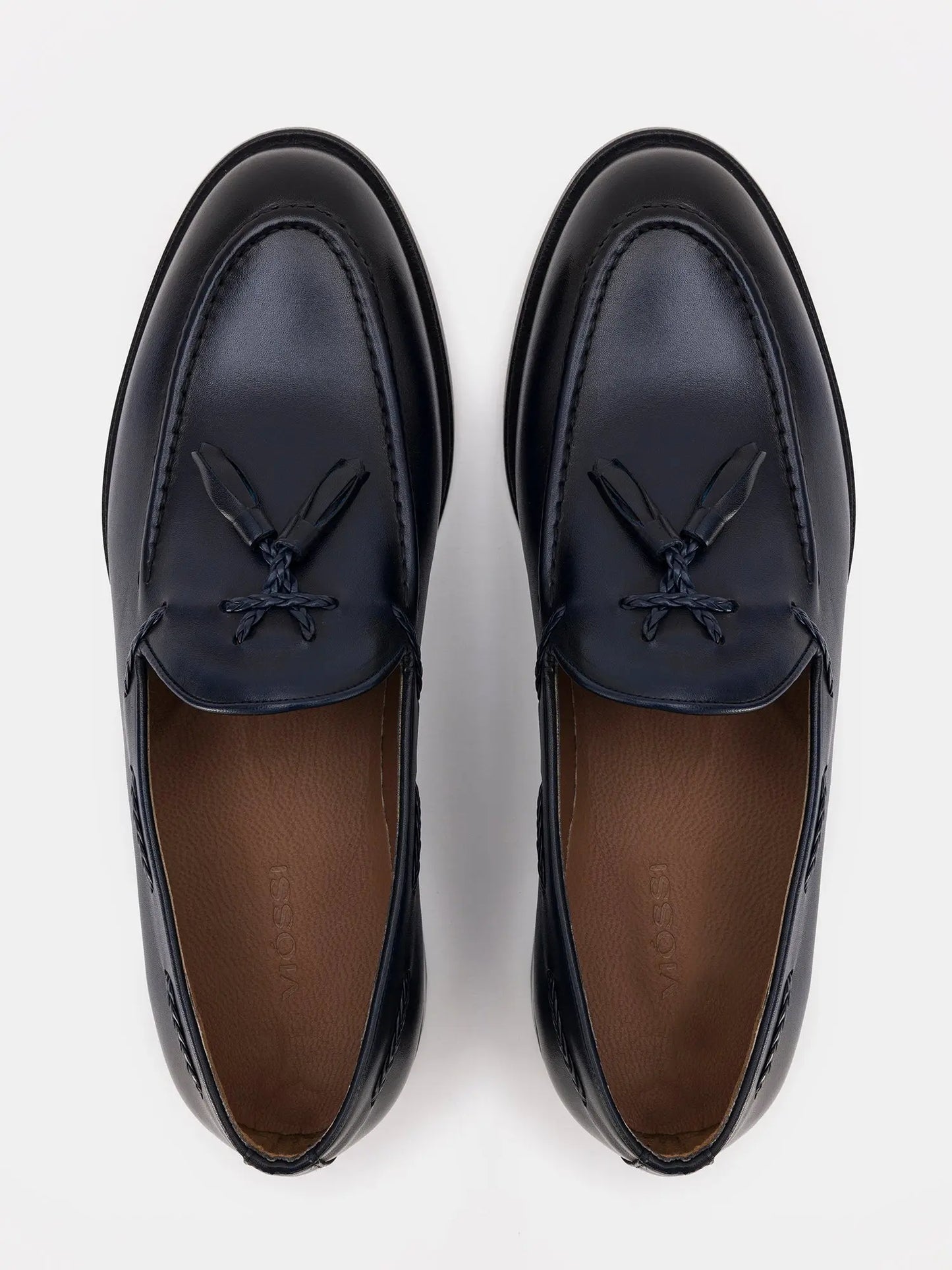Navy Leather Tasselled Loafers VIOSSI