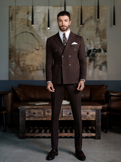 Brown Double Breasted Suit 2-Piece VIOSSI