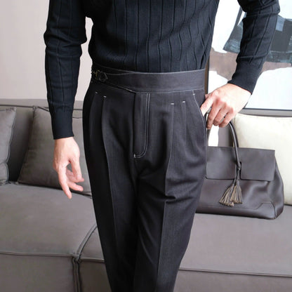 Gurkha Double-Pleat Denim Trousers