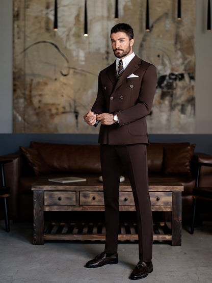 Brown Double Breasted Suit 2-Piece VIOSSI