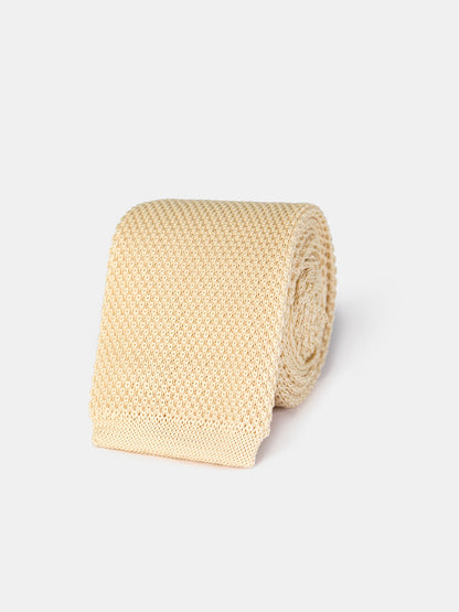 Beige Knitted Tie 6cm - BRABION