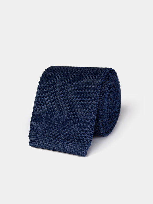 Navy Knitted Tie 6cm - BRABION
