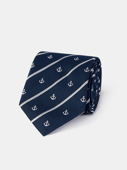 Navy Striped Tie 9cm - BRABION