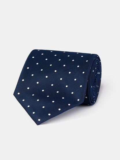Navy Polka-Dot Tie 9cm - BRABION