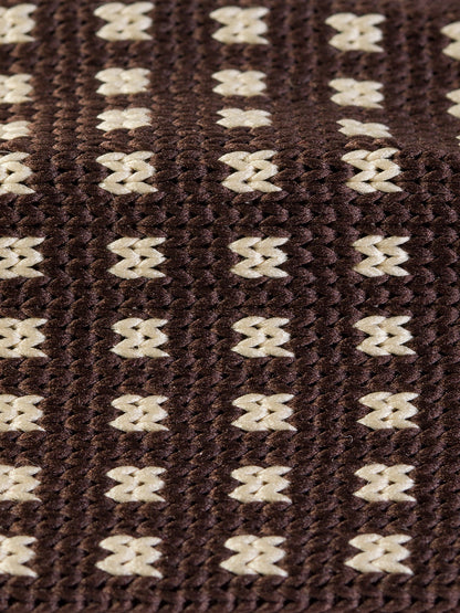 Brown Houndstooth Knitted Tie 6cm - BRABION