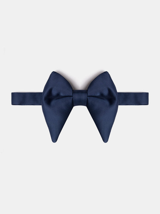 Navy Satin Butterfly Bow Tie - BRABION