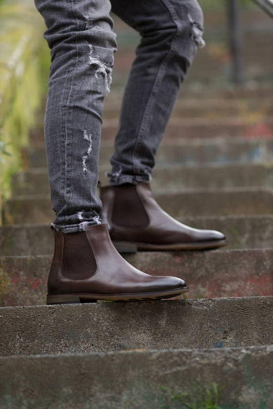 Bojoni Omaha Leather Brown Chelsea Boots Shoes