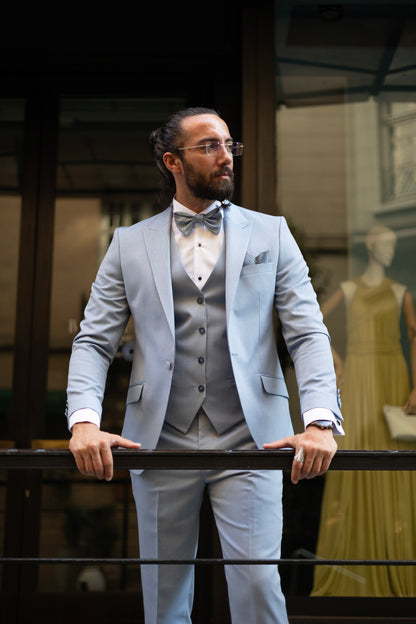 Brabion Amadeo Ice Blue Slim Fit Peak Lapel Tuxedo