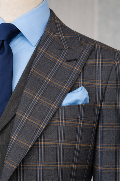 Navy Plaid Slim-Fit Suit 3-Piece VIOSSI
