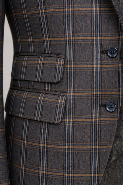 Navy Plaid Slim-Fit Suit 3-Piece VIOSSI