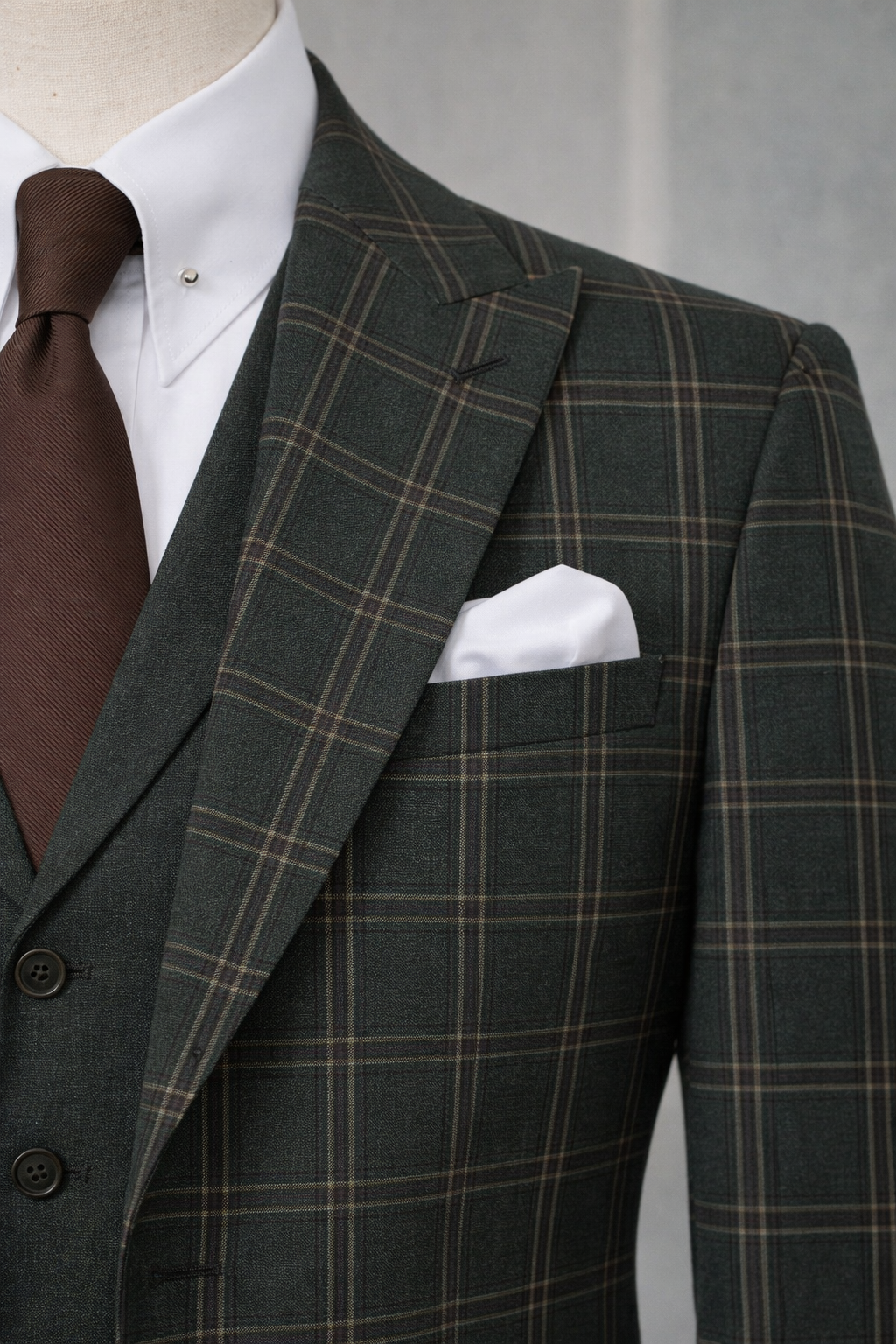 Green Plaid Slim-Fit Suit 3-Piece VIOSSI
