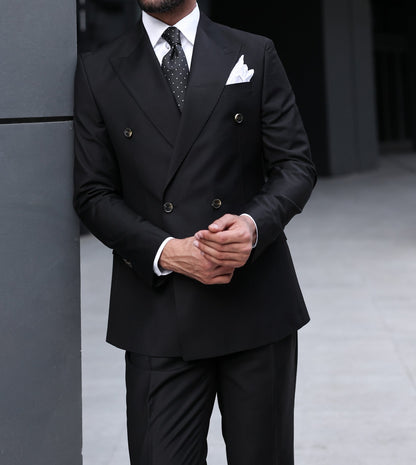 Black Double Breasted Suit 2-Piece VIOSSI