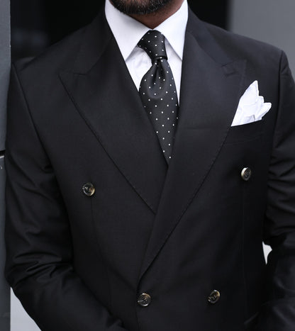 Black Double Breasted Suit 2-Piece VIOSSI